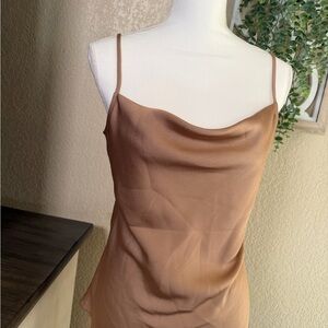 Express Tan Satin Spaghetti Strap Top